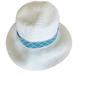 Physician Endorsed White Marilyn Beaded Packable Sunhat UPF 50 Beach Vacation